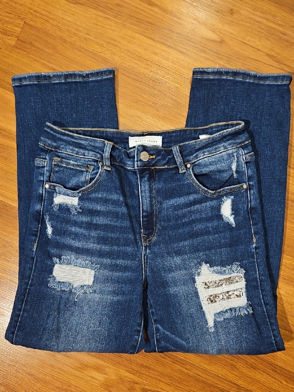 Risen Distressed Sequin Jeans Size 11/30